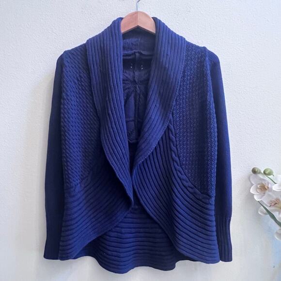 Lilly Pulitzer Navy Blue Open Front Knit Preppy Cardigan Sweater Coastal Size S - Picture 1 of 7